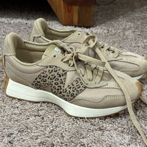 New Balance Tan Leopard Print Women's Sneakers